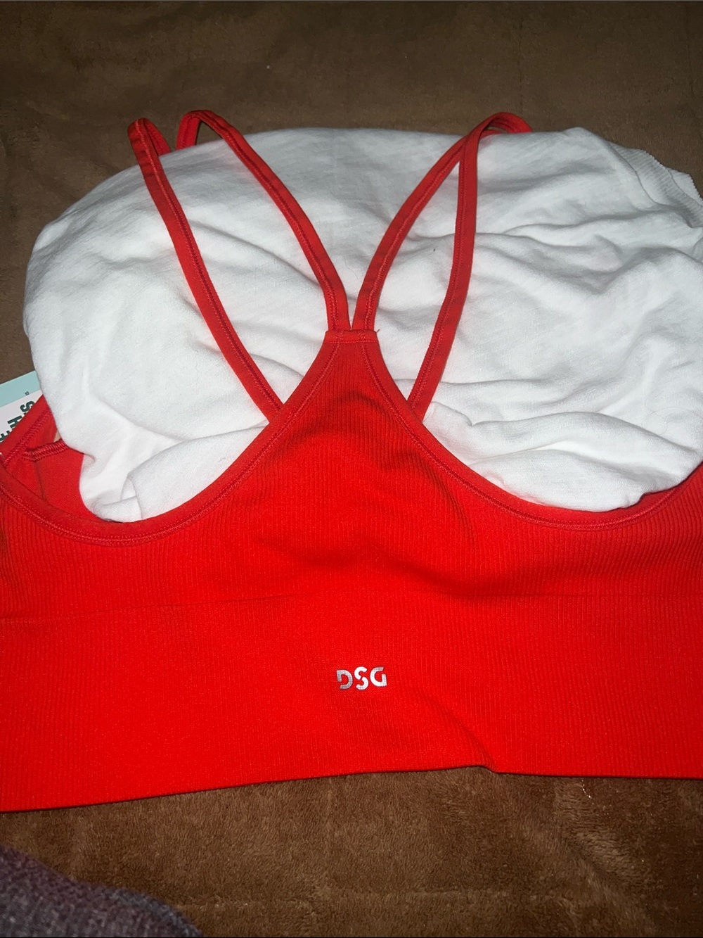 DSG Women's Bright Red Double-Strap Sports Bralette Medium - Picture 7 of 8